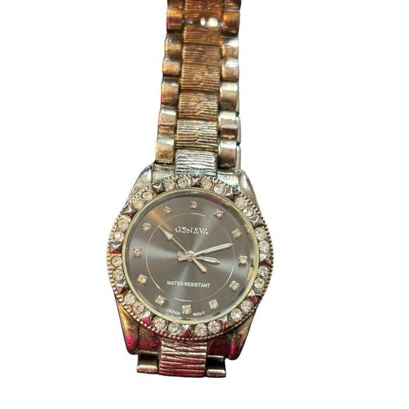 Geneva Women's Water Resistant Silver-Tone Watch With Crystal Accents - Picture 8 of 11